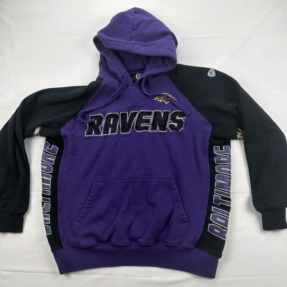 Hands‎ High Baltimore Ravens NFL Hoodie Raglan Pullover Sweatshirt Large Purple